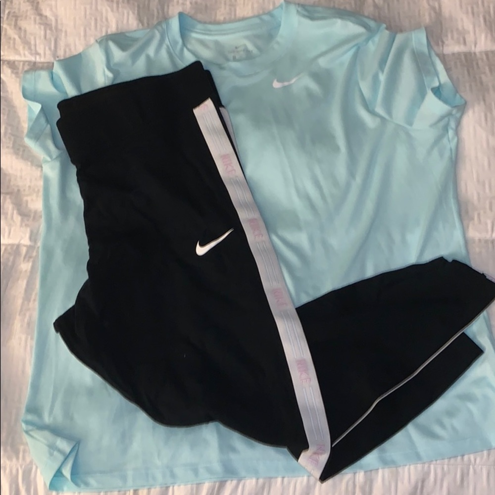 Nike leggings and top and Tommy Hilfiger shirt